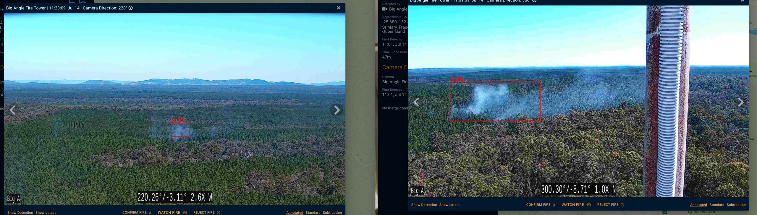 exci's artificial intelligence detects fires in camera images from Alberta Marten Mountain