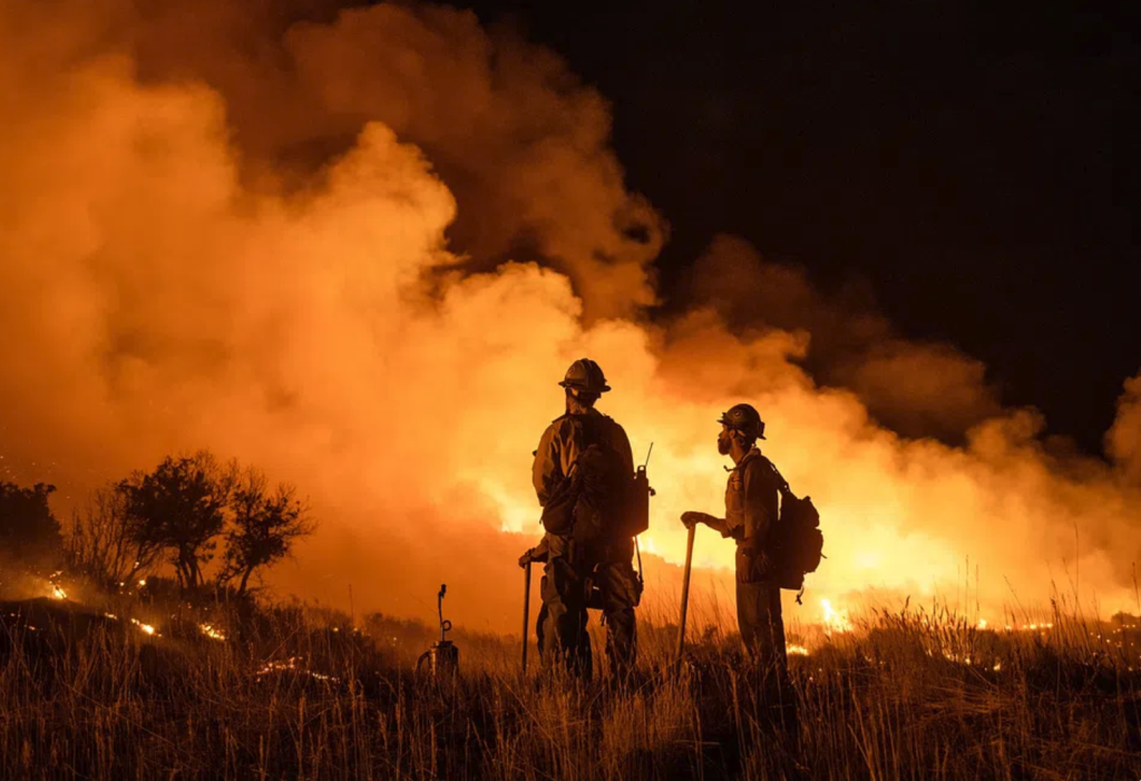 Â Firefighters fighting wildfire: Image by rawpixel