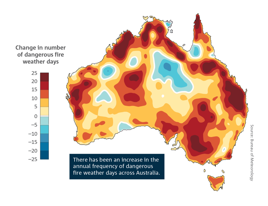Map by BOM - Increased number of dangerous bushfires